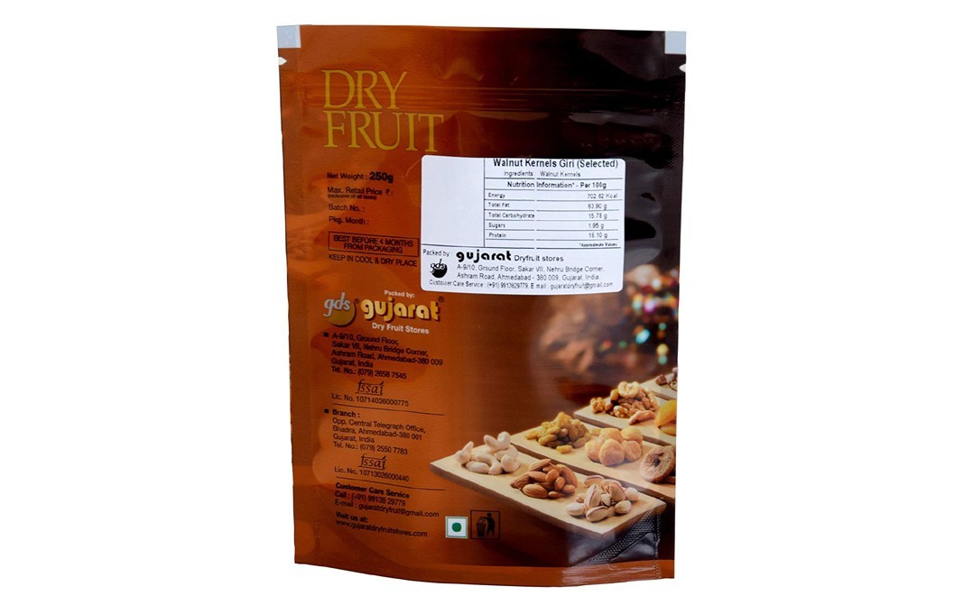 Gujarat Dry Fruit Stores Walnut Giri Selected    Pack  250 grams